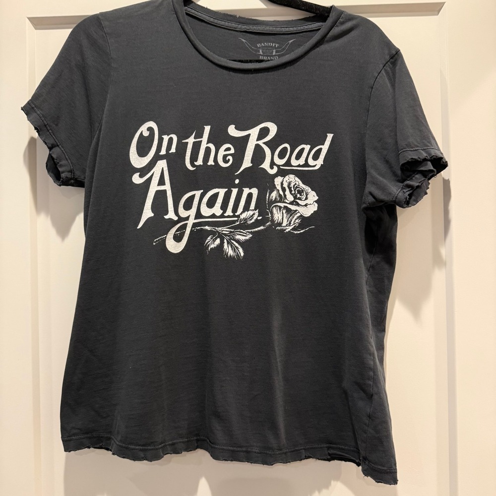 Bandit Brand On The Road Again Graphic Tee Rose Organic Cotton USA Women's L